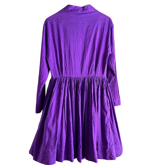 Catherine Regehr Sz M Purple Violet 100% Silk Taffeta Fit & Flare Dress - Picture 13 of 16